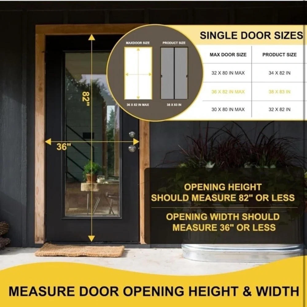 Magnetic Screen Door - Fit for Door Size:36 x 82 Inch, Screen Itself Size:38